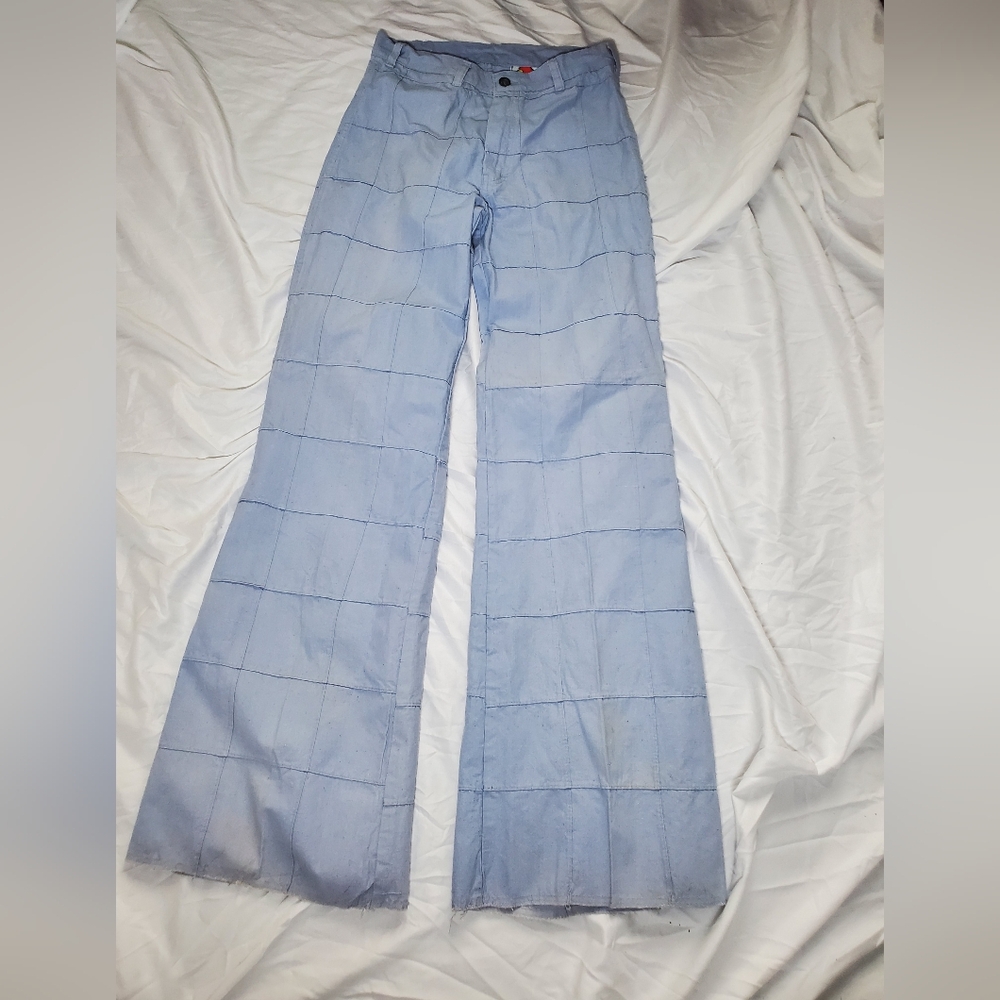 Vintage Window Pane Patchwork Bell Bottom 1970s W… - image 8